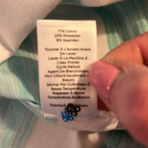 NWOT Talbots Blue, White And Purple Striped Top With Three-Quarter Sleeves - Picture 9 of 9